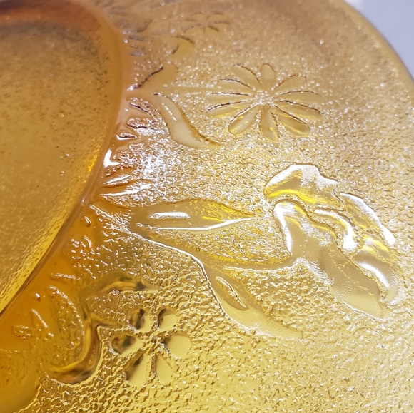 Vintage France Vereco Amber Flower Plate - Picture 13 of 16